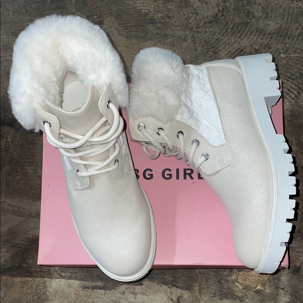 White Fur-Lined Winter Boots
